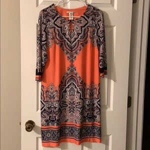 Coral paisley printed dress